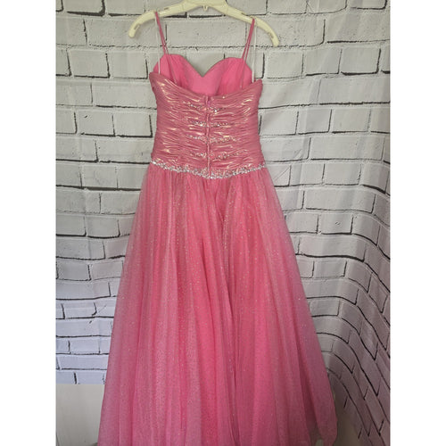 B'Dazzle Pink Glitter Tulle Sweetheart Lace-Up Corset Prom Gown Dress 4